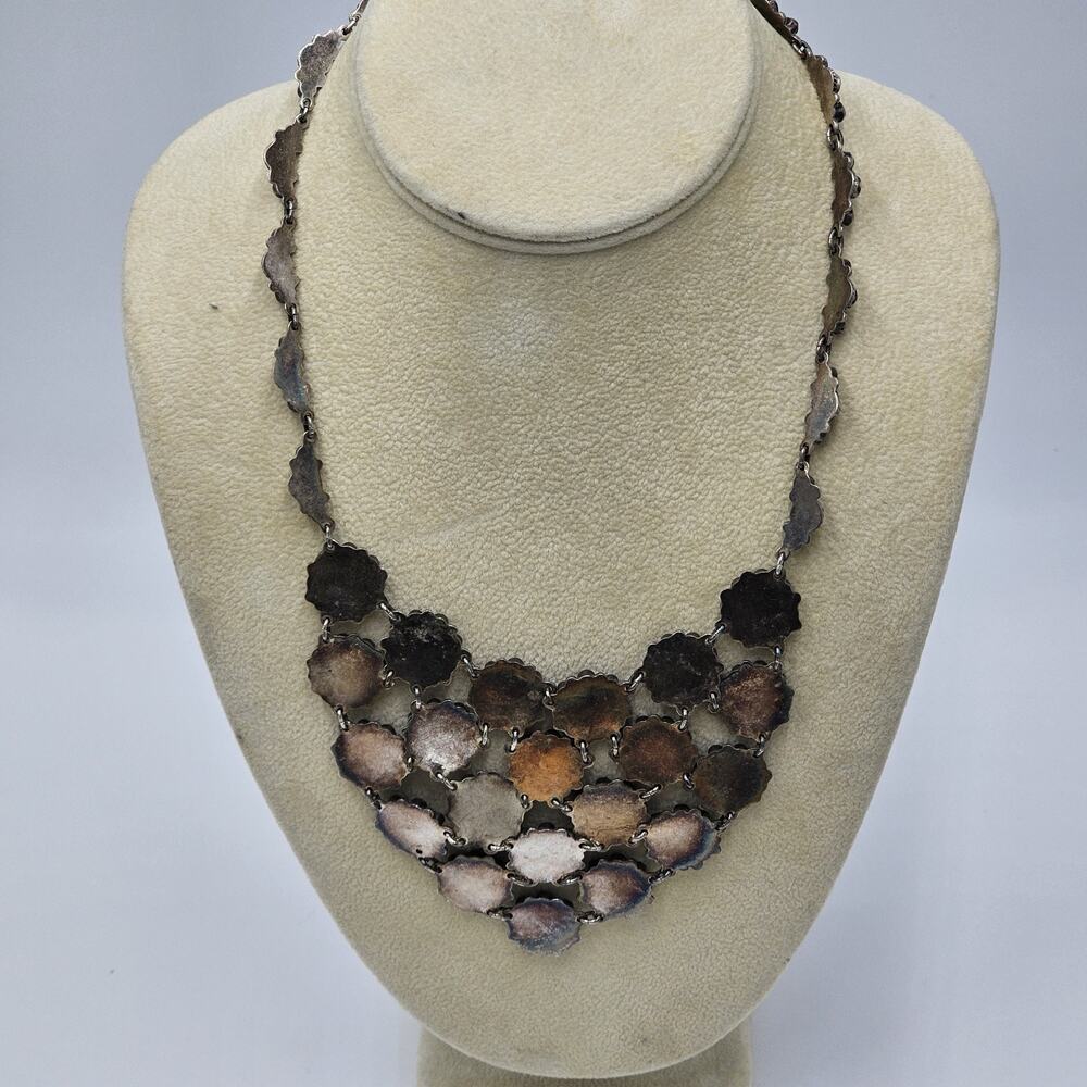 Vintage Taxco Sterling Silver Flower Floral Bib Necklace Bracelet Set Mexico - Picture 13 of 15